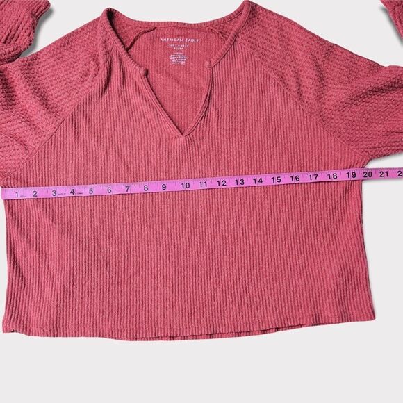 American Eagle Soft & Sexy Plush Crop Oversized Waffle Knit Sweater Small S Boxy - Picture 10 of 10
